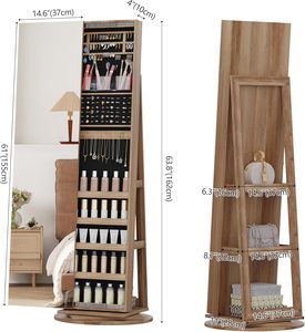 360 ° xoay xoay chiều dài đầy đủ Gương đứng tủ đồ trang sức với có thể gập lại trang điểm Kệ Đèn Led tủ đồ trang sức - Product Image 5