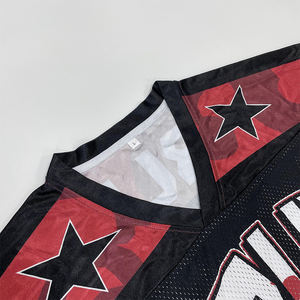 Camiseta de fútbol de Club al por mayor diseño de malla personalizado camiseta de fútbol americano retro callejero - Product Image 4