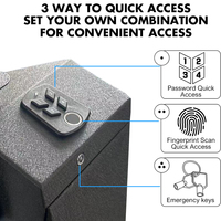 Coffre-fort double pour armes à feu avec serrure électronique numérique, empreinte digitale biométrique et clé, en acier, pour deux armes, utilisation intérieure et extérieure