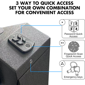 Coffre-fort double pour armes à feu avec serrure électronique numérique, empreinte digitale biométrique et clé, en acier, pour deux armes, utilisation intérieure et extérieure - Product Image 3