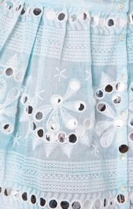 Holiday Celebration Delicate Mirror Embroidery Short Sleeve <b>Dress</b> Embellished Detailing Nomad <b>Print</b> <b>Indian</b> Art Natural 100% - Product Image 5