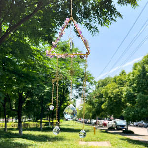 Attrapeur de soleil en cristal de lune fée sorcière à cheval sur balai magique boule de cristal fenêtre prisme <span class=keywords><strong>améthyste</strong></span> attrape-soleil maison décoration suspendue - Product Image 4