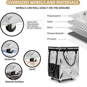 पहियों पर हल्के विशाल क्षमता पुनः प्रयोज्य किराने का बैग फोल्डेबल रोलिंग टोटे पीपी शॉपिंग ट्रॉली - Product Image 3