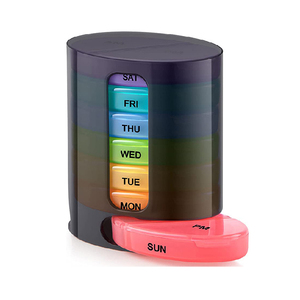 Organisateur de pilules écologique pour voyage, 7 jours, 4 compartiments, boîte à médicaments en plastique arc-en-ciel, étuis de rangement hebdomadaire pour pilules - Product Image 5