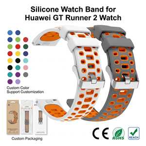 Correas de Reloj de Silicona de 22 mm con Diseño de Canal Ajustable para Huawei <span class=keywords><strong>Watch</strong></span> <span class=keywords><strong>GT</strong></span> <span class=keywords><strong>Runner</strong></span> 2, Correa Deportiva Ultraligera que Absorbe el Sudor - Product Image 1