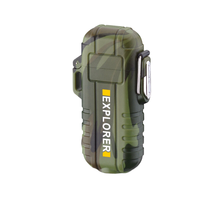 Nouveau briquet de camping étanche extérieur électronique USB chargeant Double arc lampe de poche Mini briquets