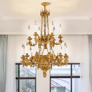 Cuivre Obélisque Base Lustre Lumières Décoration Villa Salon Suspendu Lumière Hall Sacrificiel Autel Pendentif Lampe - Product Image 3
