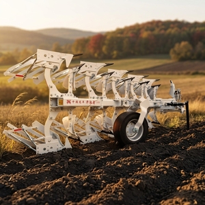 Aratro a 4 solchi reversibile ecologico ed efficiente dal punto di vista energetico per trattore agricolo, costruzione robusta, 2 anni di garanzia, rosso - Product Image 1