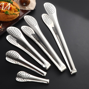 Pinces alimentaires en acier inoxydable or et argent, robustes, pour cuisine, restaurant, cuisson, rôtissage, viande, steak - Product Image 2