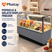 Vitrine Réfrigérée Commerciale pour Glaces et Sucettes Glacées, Double Zone, Verre Anti-Buée Chauffé, Congélation Rapide pour Magasin