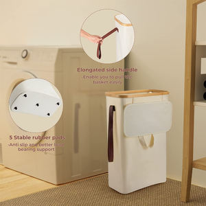 Portable Space Saving ultra <strong>Thin</strong> <strong>Laundry</strong> <strong>Basket</strong> Foldable and Detachable <strong>Laundry</strong> <strong>Basket</strong> Cover Bamboo <strong>Laundry</strong> <strong>Basket</strong> Hamper - Product Image 2