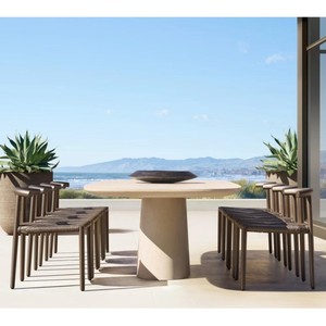 Chaises en aluminium pour restaurant, meubles de jardin d'extérieur tissés à la main, sièges à dossier incurvé de style taverna classique - Product Image 1