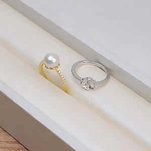 Anillo Abierto de Plata S925 Hecho a Mano en Europa y América, Anillo de Cera de Abeja 8-10, Anillo de Pelo con Perla, Anillos de Moda 1373 - Product Image 3