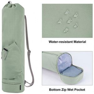 Sac de yoga multifonctionnel avec cordon de serrage, poche pour bouteille d'eau et poche inférieure pour articles mouillés - Product Image 2