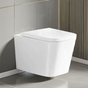 Siège de toilette moderne en céramique monobloc sans rebord Australie Filigrane Mural WC Clapet Remplacement P-Trap Drainage Inclus - Product Image 4
