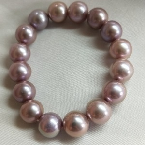 Grand bracelet en fil élastique pour femmes, perle violette, 10-11mm, rond, d'eau douce, élégant, pour toutes les occasions - Product Image 2