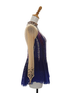 Costume de patinage artistique à manches longues pour femmes <span class=keywords><strong>Justaucorps</strong></span> de <span class=keywords><strong>gymnastique</strong></span> <span class=keywords><strong>rythmique</strong></span> Jupe en mousseline de soie scintillante - Product Image 5