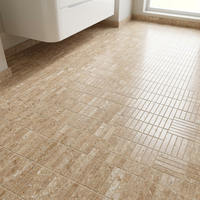 Mosaïque de marbre cannelé en travertin Noce, motif Kit Kat, pour revêtement mural intérieur d'hôtel moderne, crédence de cuisine, design graphique, 10 mm