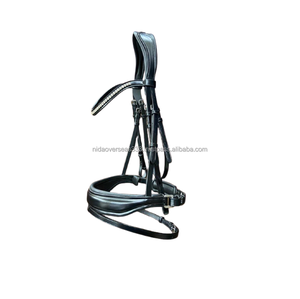 Haute qualité D.D cuir cheval licou snaffle bride élégant course conception anatomique avec des cristaux de légumes teints au tambour - Product Image 1