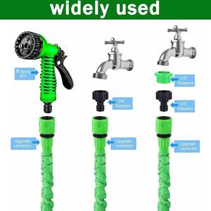 Selang Taman Fleksibel 7 Fungsi yang Dapat Diperpanjang, Tahan Air, Warna Hijau, untuk Mencuci Mobil & Irigasi Kebun, Dilengkapi Gulungan Selang - Product Image 2