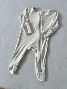 RTS Bambu Zipper Pijama Do Bebê Recém-nascido Roupas De Bebê Tecido Natural Plain Sólido Bambu Sleeper Mangas Compridas - Product Image 6