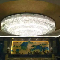 Lustre suspendu en cristal LED à intensité variable, CRI 80 élevé, pour hôtel, éclairage de hall de luxe