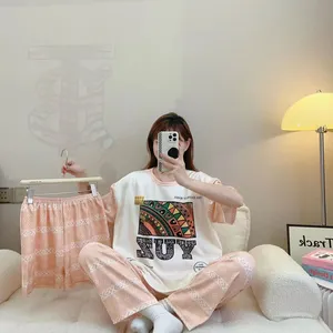 Korean style sleepwear fashionable loungewear pajamas women sets plus size pijamas mujer home thin casual pyjama femme