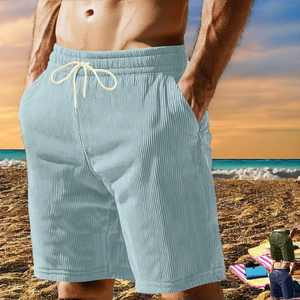 Pantalones Cortos Deportivos de Alta Calidad para Hombre, Cintura Media de 5 Pulgadas, Verano, Casuales, con Cordón, de Pana Tejida, con Logotipo Personalizado, para Actividades al Aire Libre - Product Image 3