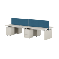 Poste de travail moderne ergonomique pour 4 personnes, bureau modulaire à hauteur réglable électriquement, cloison acoustique en tissu