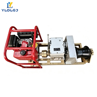 Winch Diesel 8T dengan Kapstan, Penggulung Kabel Cepat, Drum Hourglass Berwarna Merah, Gearbox, Tuas, Pegangan, Basis Tabung Persegi, Konstruksi Maksimal