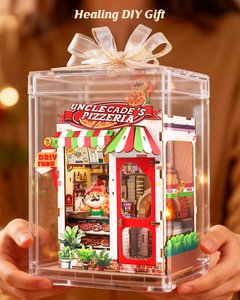 3D Wooden Puzzle Bookend Pizza Shop, LED Lighted Fox Pizzeria <b>Book</b> Nook Kit for DIY Craft & Restaurant Decor Gifts - Product Image 6