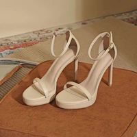 Sandales à talons aiguilles fines en cuir PU pour femme, sexy, à plateforme et bride cheville, idéales pour l'été