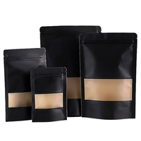 Sacs refermables en papier kraft noir recyclable Lebei pour aliments, emballage en papier kraft, sachets refermables avec fenêtre transparente