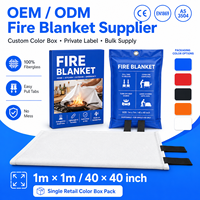 Couverture anti-feu 40*40 pouces, emballage de vente au détail, 100% fibre de verre, couverture de sécurité d'urgence pour la cuisine, le camping-car et le camping