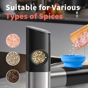 NEW 500mAh <b>Lithium</b> <b>Battery</b> <b>Rechargeable</b> Electric Gravity Salt and Pepper Grinder Set - Product Image 2