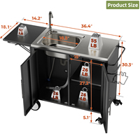 Table de travail en métal, îlot de cuisine, table de barbecue extérieure avec évier, plateau pliable