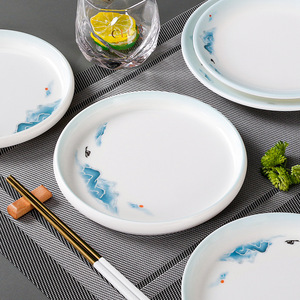 Xiangyuan <b>melamine</b> imitation porcelain <b>plate</b>, plastic commercial round <b>plate</b>, restaurant cold dish round <b>plate</b> tableware - Product Image 1
