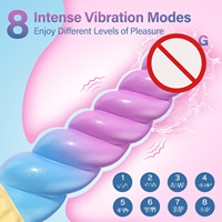 Einhorn-Penis Weiblicher Dildo Flüssiges Silikon Wasserdicht Weich Umweltfreundlich Farbverlauf Tragbar 8-Frequenz-Vibration Kabellos