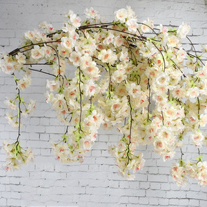 S02116 Bán Buôn Giá Rẻ Hồng Fake Silk Sakura Cây Hoa Gốc Nhân Tạo Cherry Blossom Cành Hoa Với Để Lại Cho Làm Cây - Product Image 5