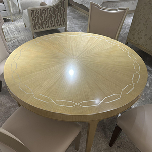 <span class=keywords><strong>Table</strong></span> à manger ronde en bois massif de luxe sur mesure-Plateau en marqueterie fait main avec artisanat artisanal - Product Image 3