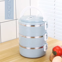 Boîte Repas Bento Tiffin Portable de Grande Capacité en Acier Inoxydable SUS 304, 3 Compartiments, Avec Cuillère et Fourchette