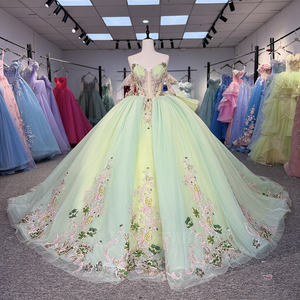 Robe de Quinceañera Jancember 6894 de luxe vert menthe, robe de bal florale, robe de mariée vert <span class=keywords><strong>sauge</strong></span>, robe scintillante pour fête d'anniversaire de 16 ans, banquet - Product Image 2