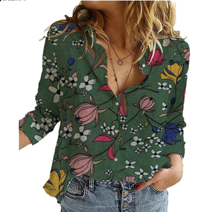 Camicia dipinta a mano camicia di cotone e <span class=keywords><strong>lino</strong></span> con camicie abbottonate Plus Size - Product Image 5