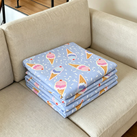 Couverture polaire douce et confortable en flanelle imprimée de paillettes de cornets de crème glacée bleu pastel pour canapé, lit, chambre d'enfant, toutes saisons