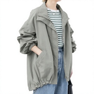 Veste décontractée imperméable coupe-vent pour femme, style trench-coat, grande taille, pour le printemps, vêtement d'extérieur sportif avec fermeture éclair - Product Image 4