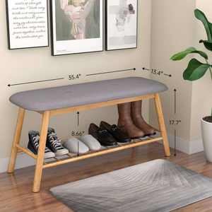 बांस के घर का जूता बदलना बेंच बेडरूम के अंत कुर्सी फुटरेस्ट सोफा मल भंडारण जूता रैक बेंच - Product Image 5
