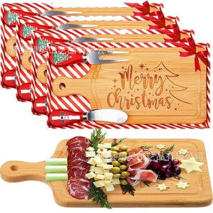 Planche à fromage en bois avec poignée, design Joyeux Noël, plateau de service en bambou pour la présentation des aliments lors de fêtes - Product Image 5