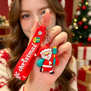 Llavero de dibujos animados navideños, accesorios de muñeco de nieve y calcetines de Navidad, colgante de muñeco de goma suave y lindo, llaveros, regalos de joyería para amigos - Product Image 2