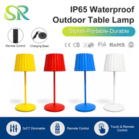 Lampe de table sans fil étanche IP65, rechargeable, LED tactile, télécommande, 3 températures de couleur, dimmable, pour extérieur, restaurant, chambre, salon