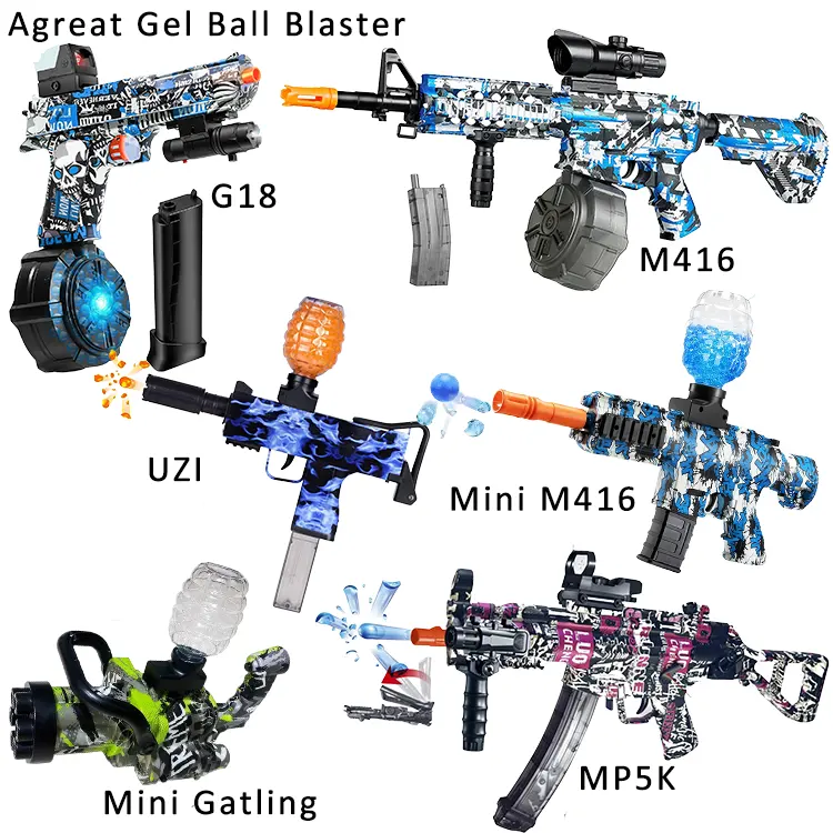 2023 Agreat M416 P90 AKM47 Water Gel Beads Blaster Toy Gel Water Splat Splatter Ball Gun Bullet Gel Ball Blaster Gun Electric